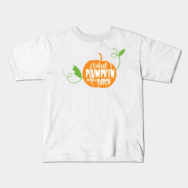 Cutest Pumpkin In The Patch, Leaves, Fall, Autumn Kids T-Shirt by Jelena Dunčević